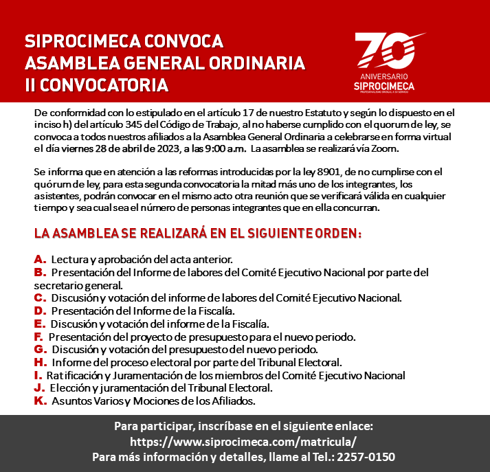 SIPROCIMECA II CONVOCATORIA