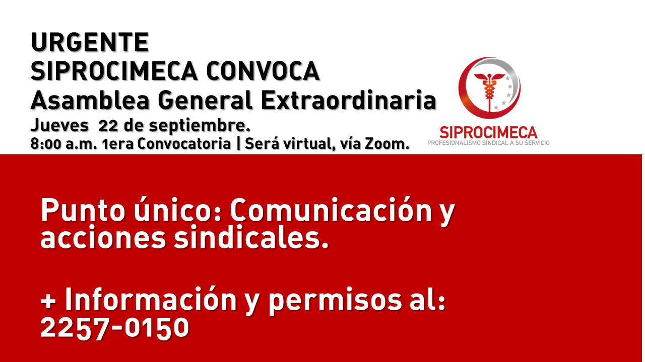 URGENTE: SIPROCIMECA CONVOCA